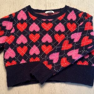 Crewcuts Navy Sweater with Pink & Red Heart Pattern